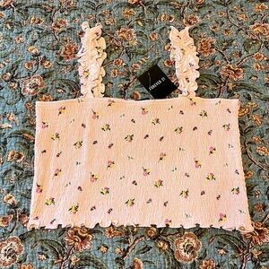 Forever 21 Light Pink Floral Scrunch Crop Top Tank Top NWT
